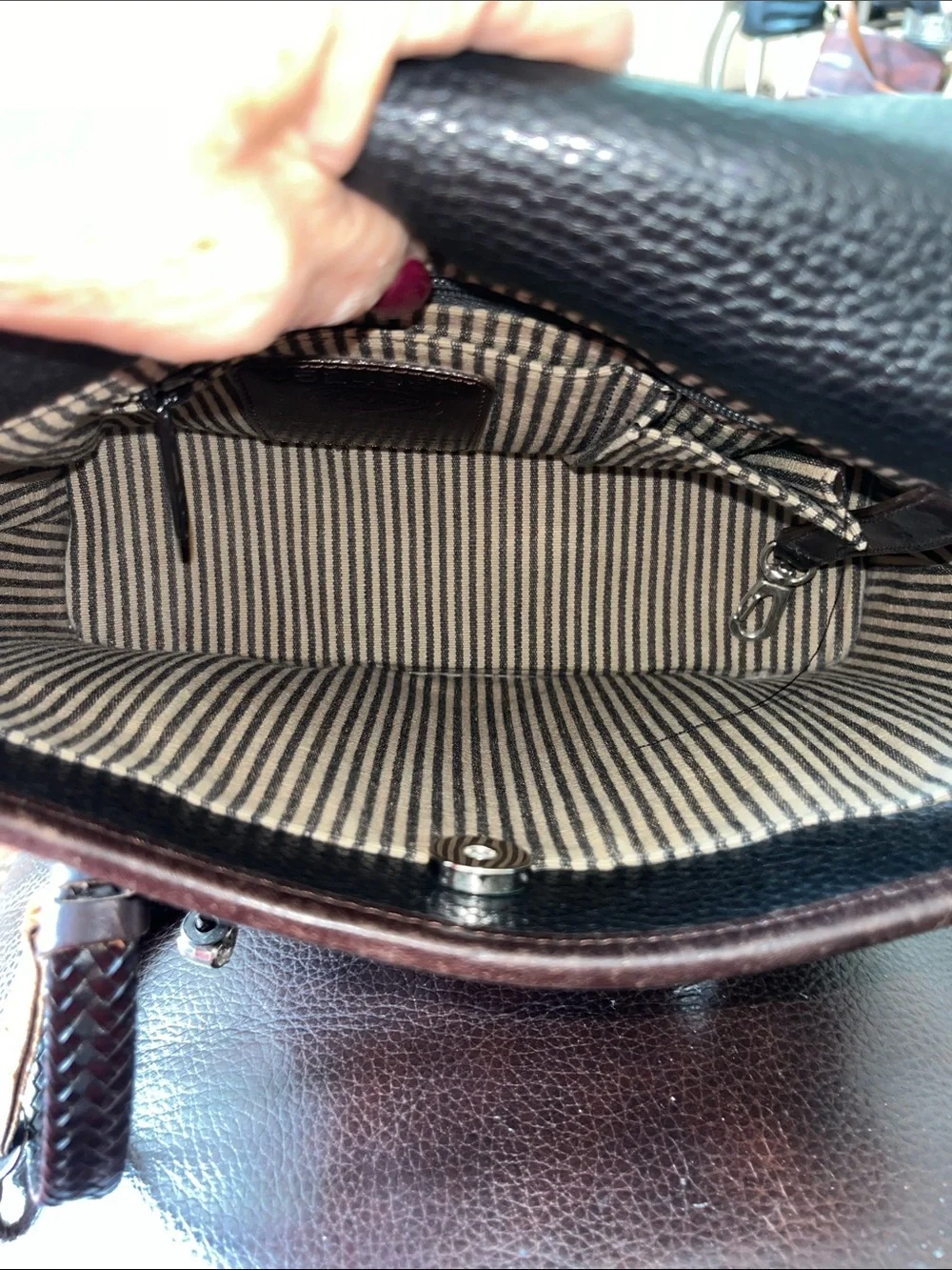 EUC Authentic Vintage Brighton Pandora Black and brown croc leather handbag